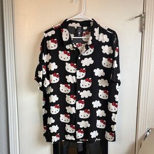 Hello Kitty Black and White Button Down Shirt